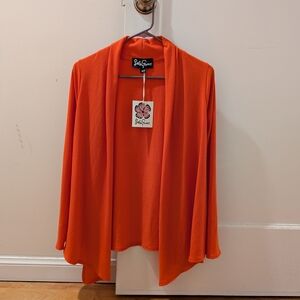 Lesley Evers Open Cardigan Vibrant Orange NWT